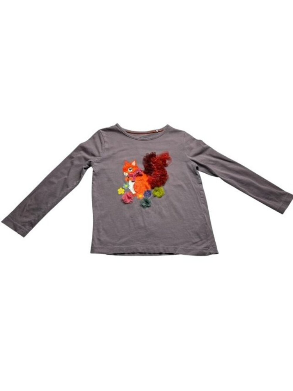 Mini Boden Purple Applique Squirrel Long Sleeve Tee Size 6 Years
